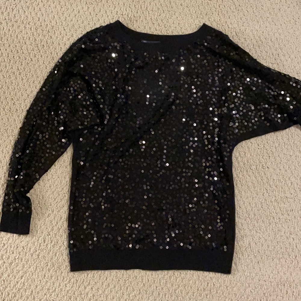 INC sequined sweater small black